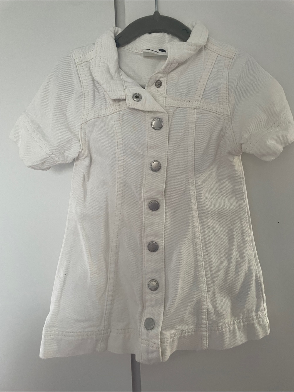 Kids Short-Sleeve White Button-Front Dress